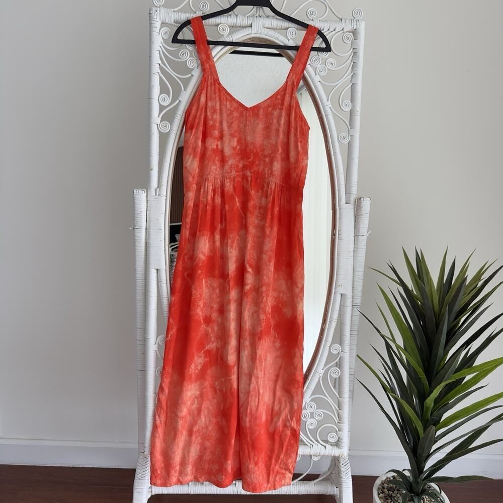 Raquel Allegra Coral Tie-Dye Maxi Dress